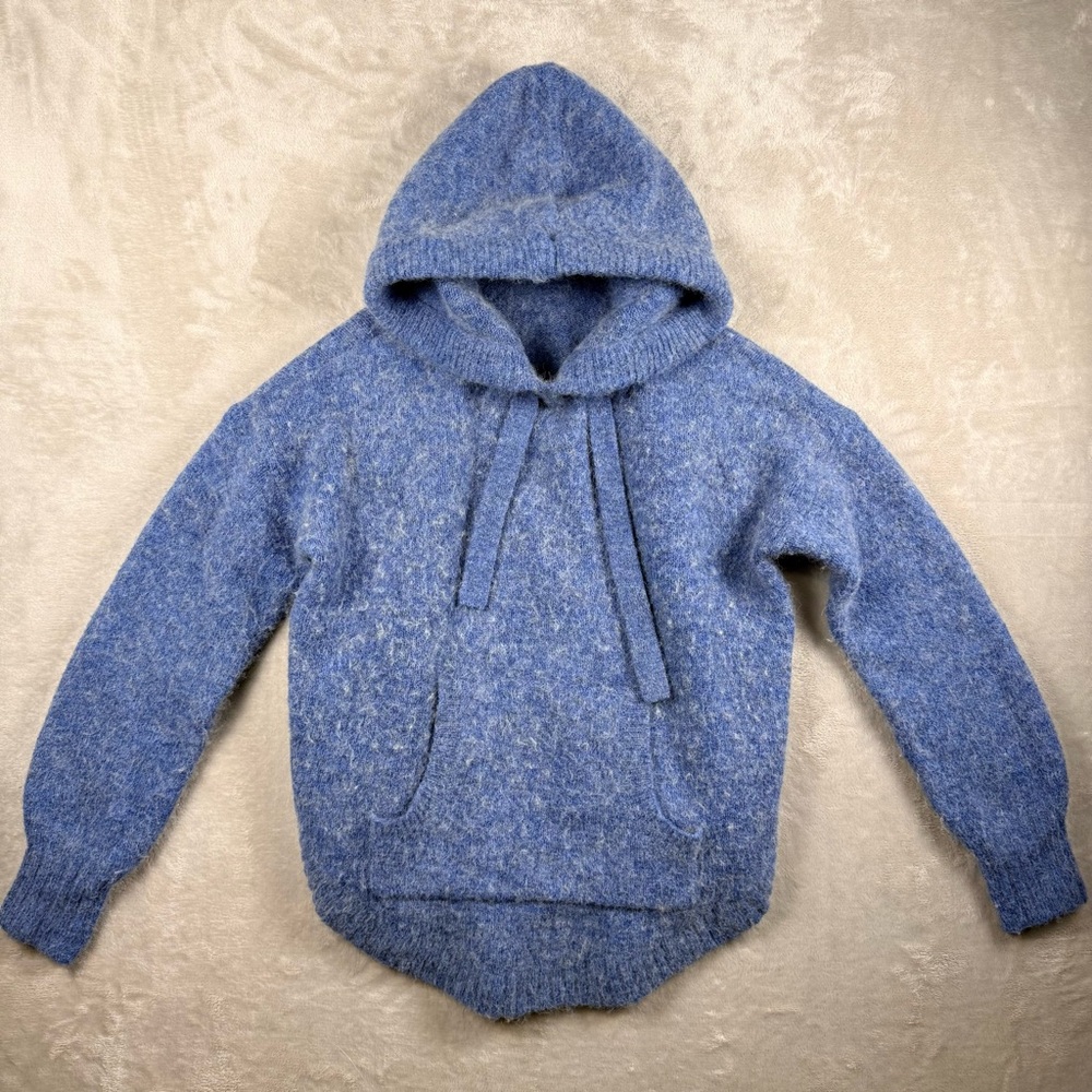 Madewell Blue Wool Alpaca Blend Hooded Sweater Pullover XS Cozy